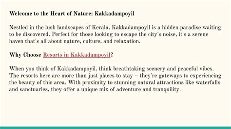 Ppt Exploring Resorts In Kakkadampoyil Your Ultimate Guide To A