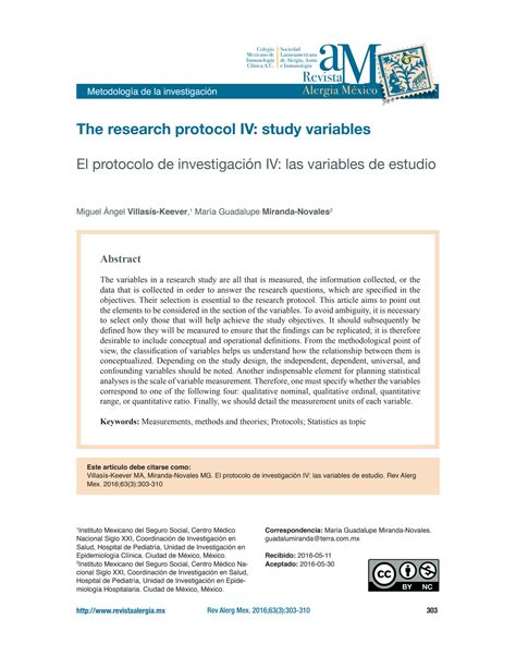 Solution El Protocolo De Investigaci N Iv Las Variables De Estudio