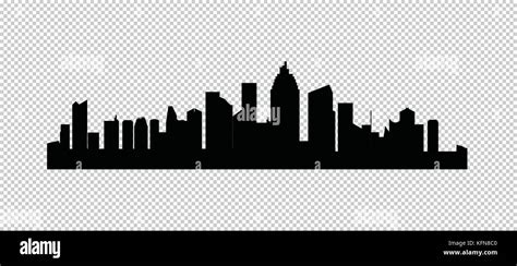 Set of vector cities silhouette. Night town on transparent background Stock Vector Image & Art ...