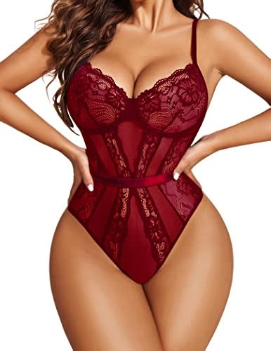 L Avidlove Women Lingerie Bodysuit Lace Teddy Snap Crotch One Piece