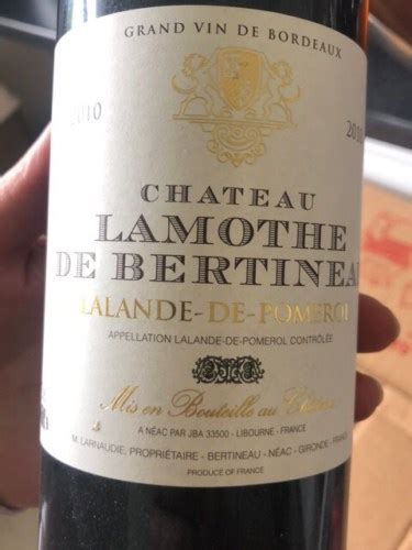 Ch Teau Lamothe De Bertineau Lalande De Pomerol Vivino Us