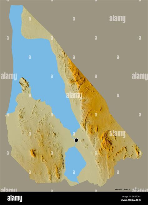 Shape Of Mangochi District Of Malawi With Its Capital Isolated On A