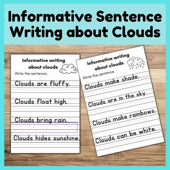 Informative Sentence Writing Worksheets With True Facts Clouds