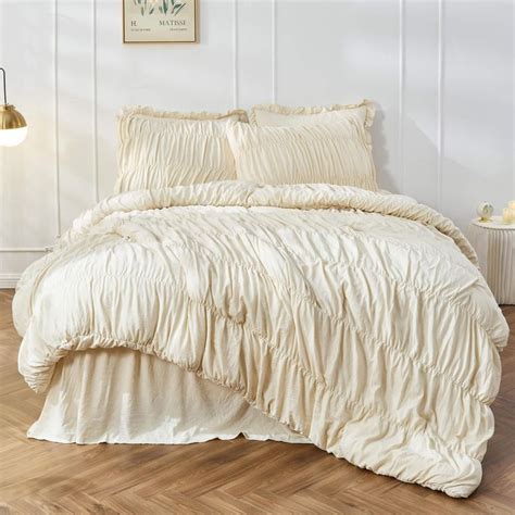 Queen Comforter Set Wheat Bedding Ruched Comforter Queen Size Bed Set