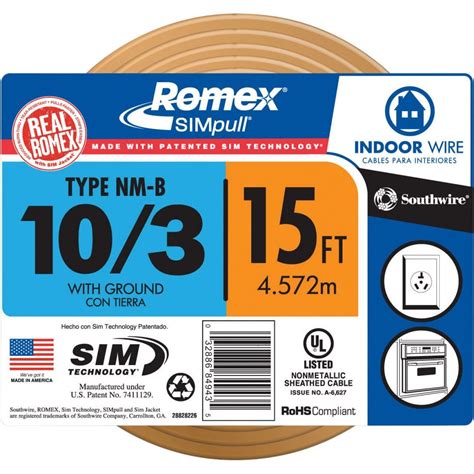 Southwire 250 Ft 10 Romex SIMpull Solid Indoor Non Metallic 49 OFF