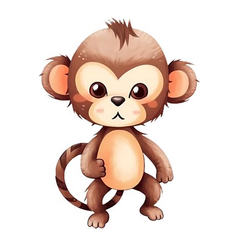 Cute Safari Baby Monkey Illustration Ai Generative 27238343 Png