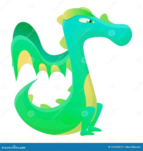 Green Yellow Dragon Icon Cartoon Style Stock Vector Illustration Of