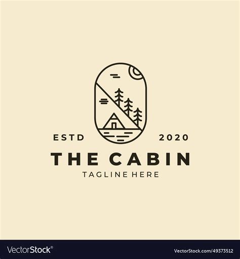 Cabin Line Art Logo Design Royalty Free Vector Image