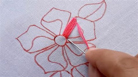 Hand Embroidery Easy Flower Designmodern Flower Embroidery Youtube