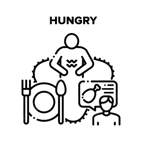 Hungry Human Vector Icon Concept Hungry Drawing Hungry Sketch Order