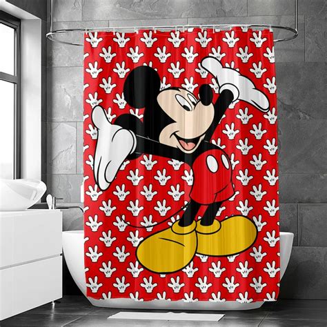 Mickey Mouse Posing Scenes Bathroom Shower Curtain Set Lavafury