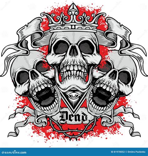 Grunge Skull Coat Of Arms Stock Vector Illustration Of Bone 81970052