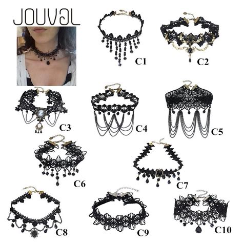 Collares Sexy Gothic Chokers Crystal Black Lace Neck Choker Necklace