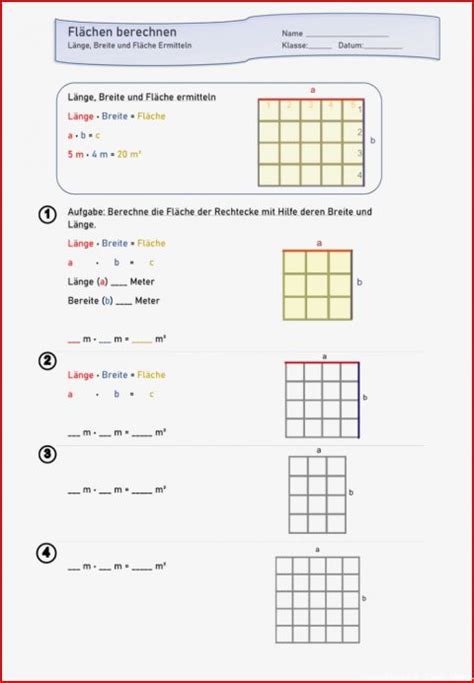 Einführung Flächenberechnung Arbeitsblatt Mathe 4 Klasse Kostenlose