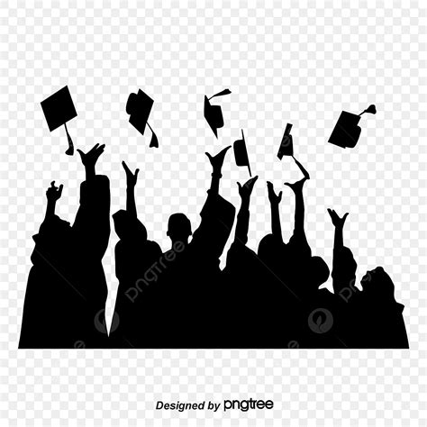 Black Graduation Silhouette Vector PNG, Black Graduation Silhouette ...