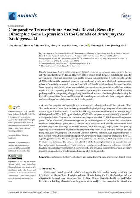 Pdf Comparative Transcriptome Analysis Reveals Sexually Dimorphic