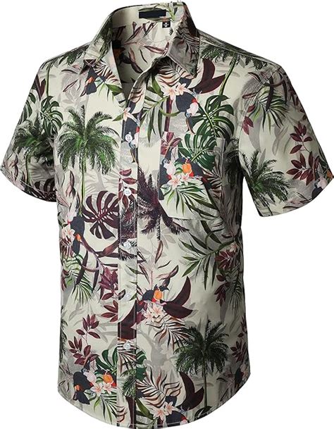 Enlision Camicia Hawaiana Uomo Funky Manica Corta Con Tasca Frontale