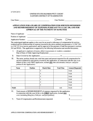 Fillable Online Waeb Uscourts Application For Award Of Compensation Pdf