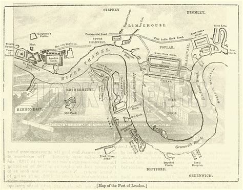 Map of the Port of London stock image | Look and Learn