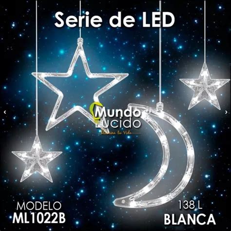 Serie Led Cascada Estrella Y Luna Luz Blanca Mundo Lucido