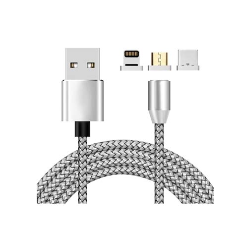 Cablu De Date Si Incarcare Magnetic 360 3 In 1 Lightning MicroUSB Si