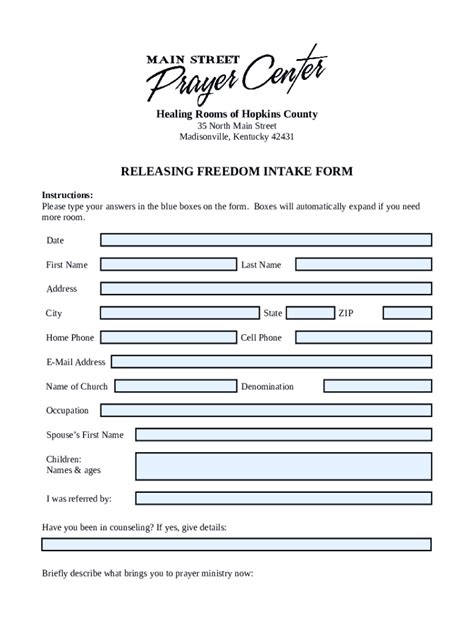 Releasing Freedom Intake Doc Template Pdffiller