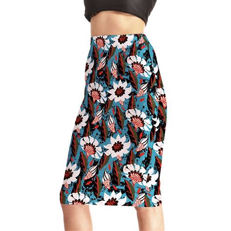 2018 Hot New Women Bodycon Pencil Skirts Slim Floral Print Stretch