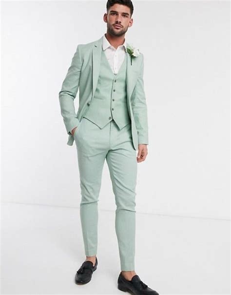 Men Suits Piece Mint Green Suits Men Slim Fit Suits Elegant Suits