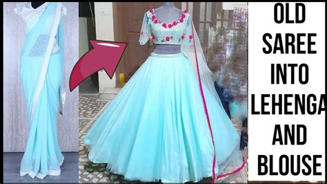 DIY Convert Old Saree Into डजइनर lehenga and Blouse YouTube