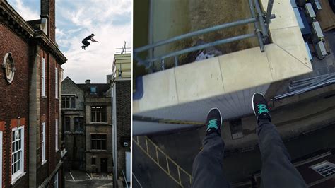 Parkour on the rooftops of Cambridge