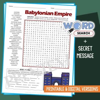 Ancient Mesopotamia Babylonian Empire Word Search By Printables And