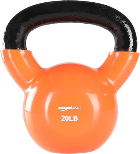 Amazon Basics Vinyl Kettlebell - 20 Pounds, Orange, Kettlebells ...