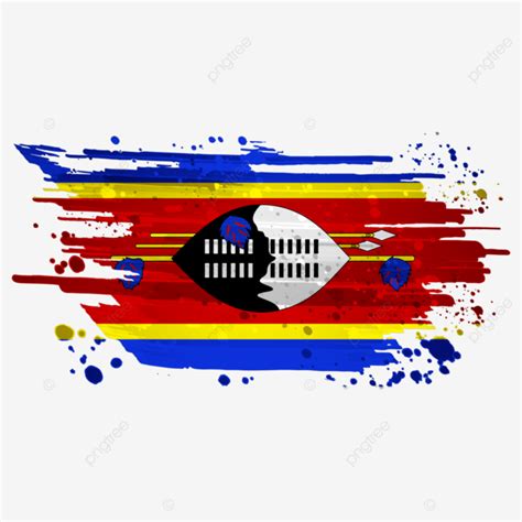 Eswatini Flag Watercolor Paint Brush Transparent Background Eswatini