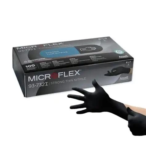 Nitrile Glove Microflex 93 732i Black Nitrile Glove 식품용 블랙 니트릴 글러브