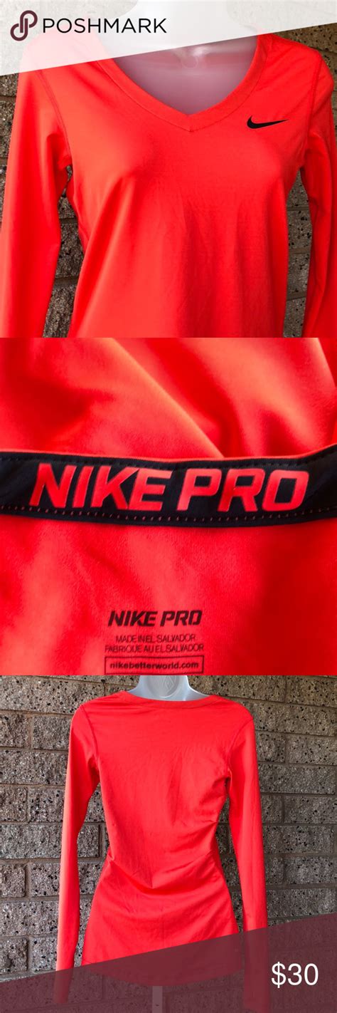 Nike Pro Womens Long Sleeve Shirt Orange S Nike Pro Womens Workout Shirt Long Sleeve W