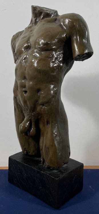 Grosser M Nnlicher Akt Torso Skulptur Aus Bronze Unleserlich Kaufen