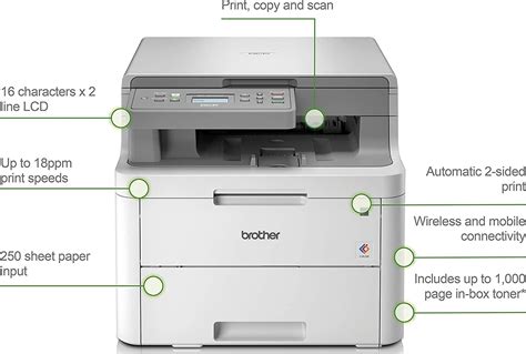 Brother DCP L3510CDW Colour Laser Printer All In One Wireless USB 2