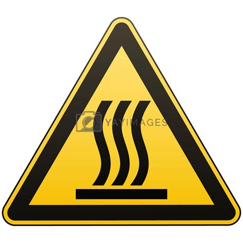 Caution Danger Hot Surface Warning Sign Yellow Triangle With A Black Image White