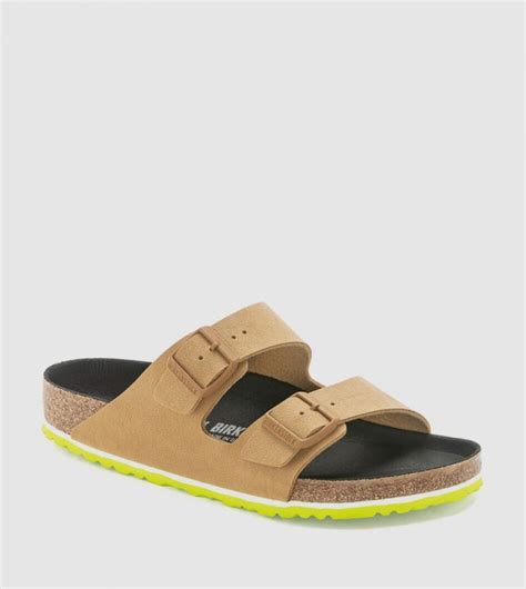 Buy Birkenstock Arizona Birko Flor Nubuck Athletic Cork Brown In Tan