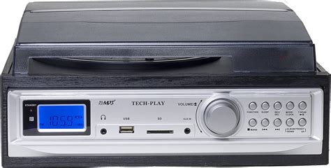 Techplay Odc194 Bk 3 Speed Turntable And Cassett Player Wsd Usb Mp3 Encoding System And Amfm