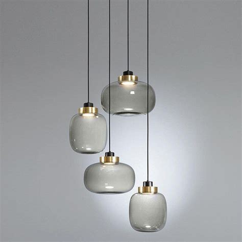 Nordic Rauch Grau Glas Led Anhänger Lichter Moderne Küche Hängen Lampe