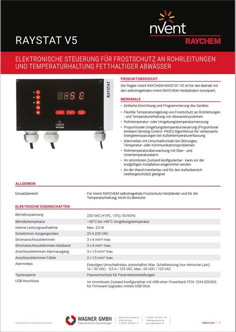 NVent RAYCHEM RAYSTAT V5 Elektronisches Thermostat Bild WAGNER GMBH