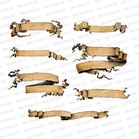 Ribbon Cliparts Vintage Banner Elements PNG Files Hand Drawn Sketch