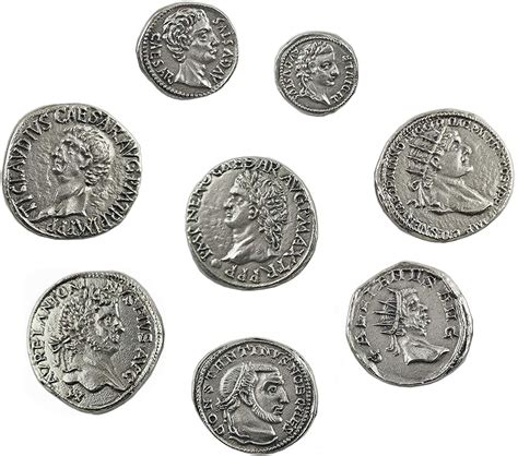 Buy Roman Metal Coins. 8-Piece Set. Galvanic in Silver. Coins of The ...