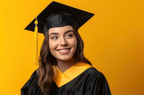 Una Mujer Con Toga Y Birrete De Graduaci N Sonr E A La C Mara Foto