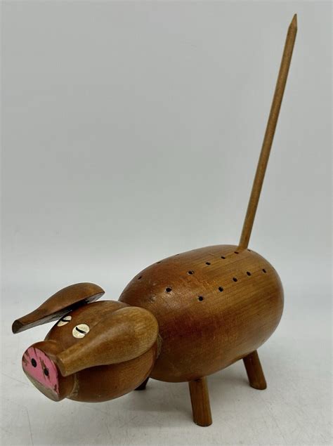 Mid Century Pig Hors Doeuvres Mcm Wood Appetizer Toothpick Ebay