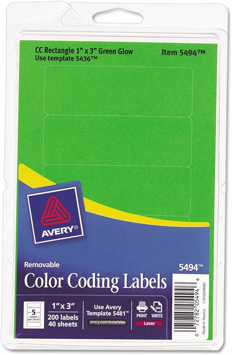 Amazon Print Or Write Removable Color Coding Laser Labels 1 X 3