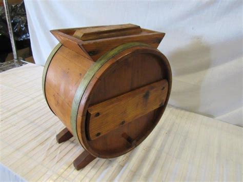 Lot Wooden Table Top Butter Churn