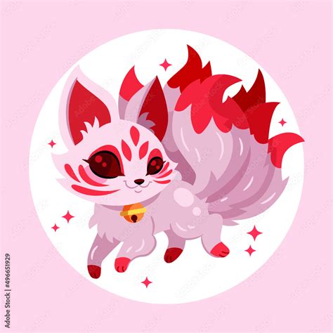 Hand Drawn Kitsune Character Stock Vector | Adobe Stock