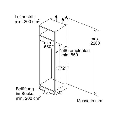 Bosch Kil Nse Einbau K Hlschrank Mit Schleppscharnier Cm E